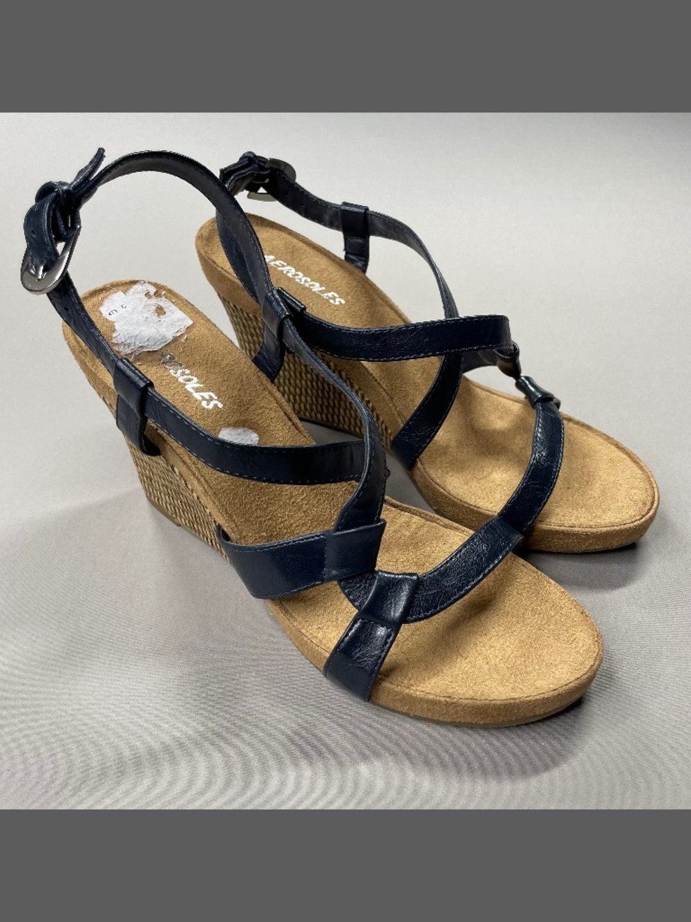 Aerosoles Shoes Womens 10 blue brown wedge heels boho preppy summer plush
